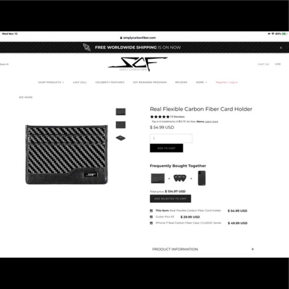 SCF Real Flexible Carbon Fiber Card Holder